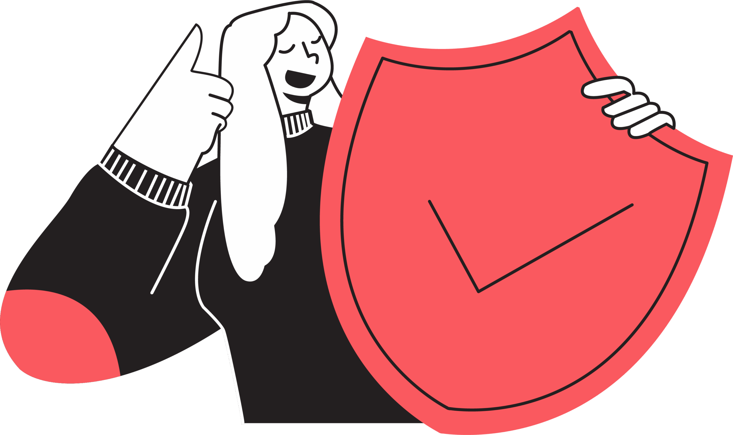 School security illustration of smiling woman with security badge