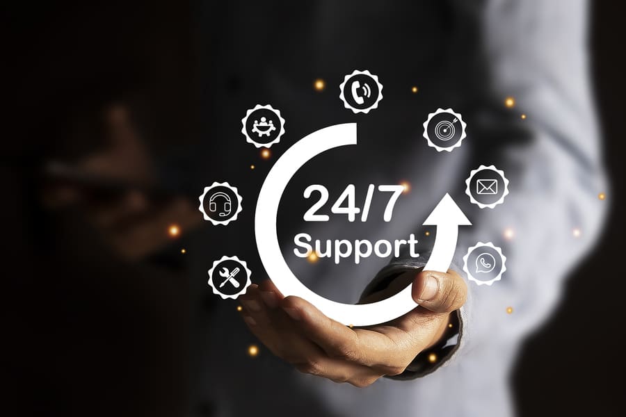 247-support A team offering 24/7 IT support, quickly resolving issues to keep businesses running.